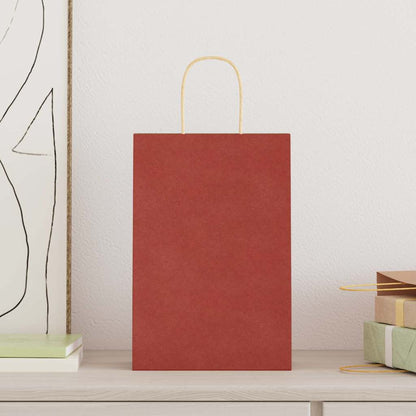 Paper Bags 250 pcs with Handles Red 21x11x31 cm