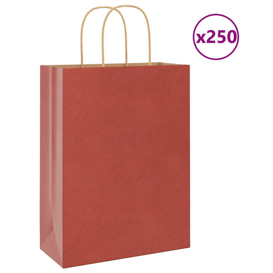 Paper Bags 250 pcs with Handles Red 26x12x35 cm