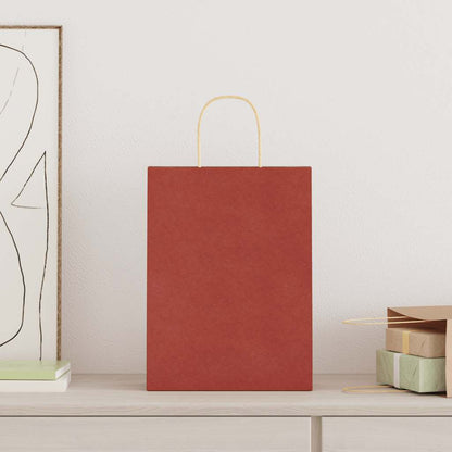 Paper Bags 250 pcs with Handles Red 26x12x35 cm