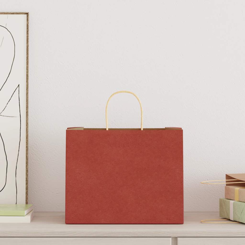 Paper Bags 250 pcs with Handles Red 32x22x24 cm