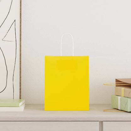 Paper Bags 50 pcs with Handles Yellow 18x8x22 cm
