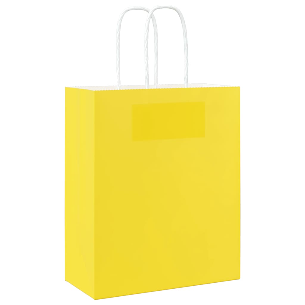Paper Bags 50 pcs with Handles Yellow 18x8x22 cm