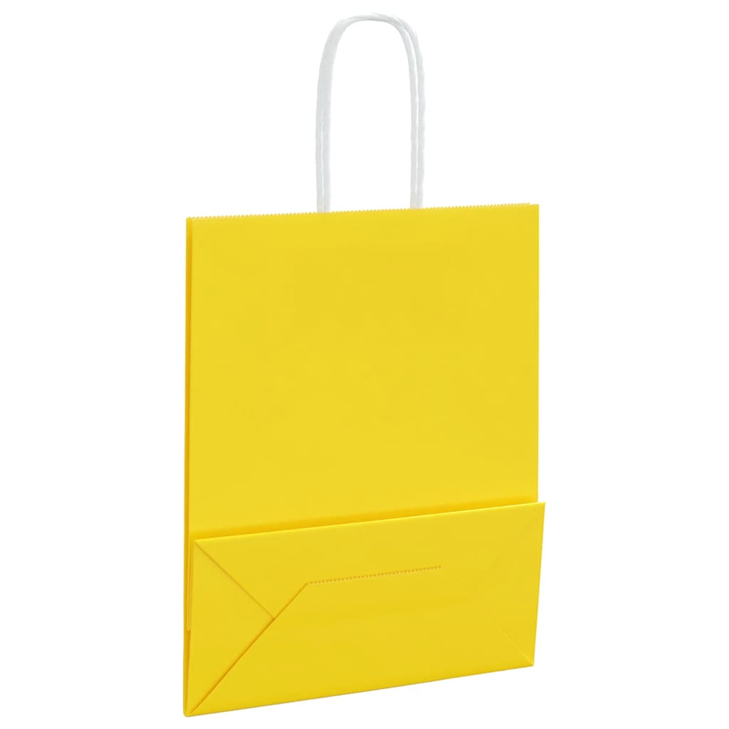 Paper Bags 50 pcs with Handles Yellow 18x8x22 cm