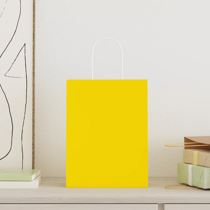 Paper Bags 50 pcs with Handles Yellow 21x11x28 cm