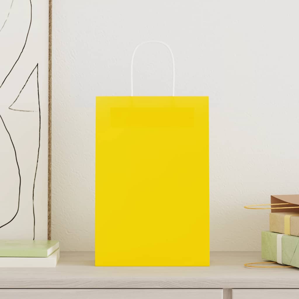 Paper Bags 50 pcs with Handles Yellow 21x11x31 cm