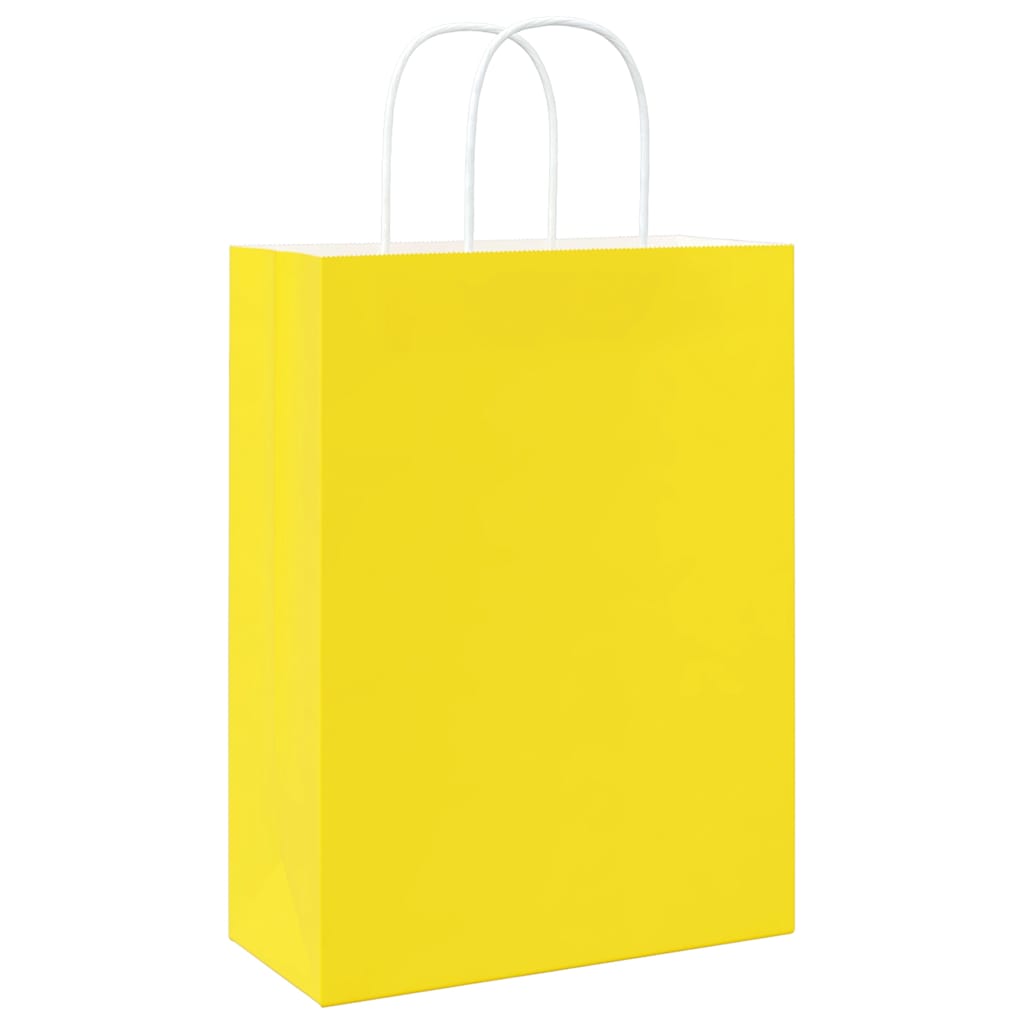 Paper Bags 50 pcs with Handles Yellow 26x12x35 cm