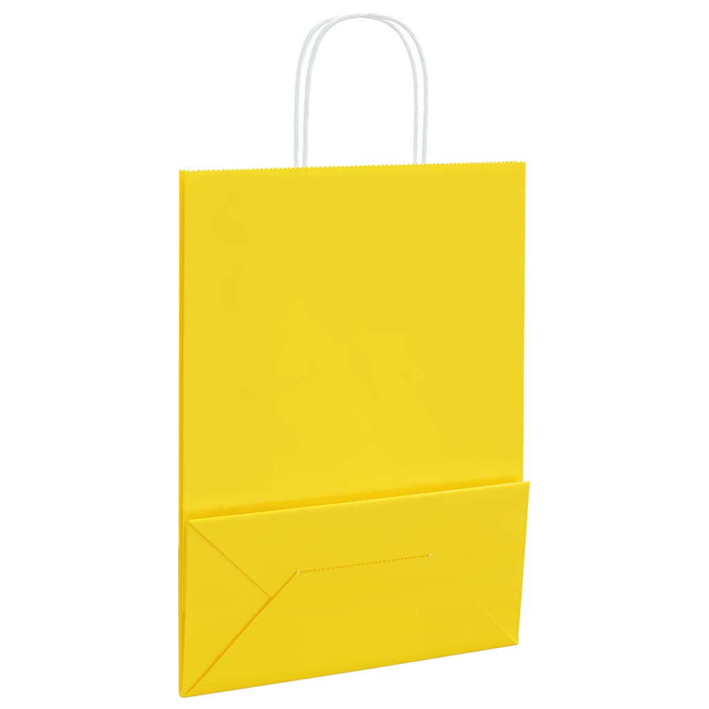 Paper Bags 50 pcs with Handles Yellow 26x12x35 cm
