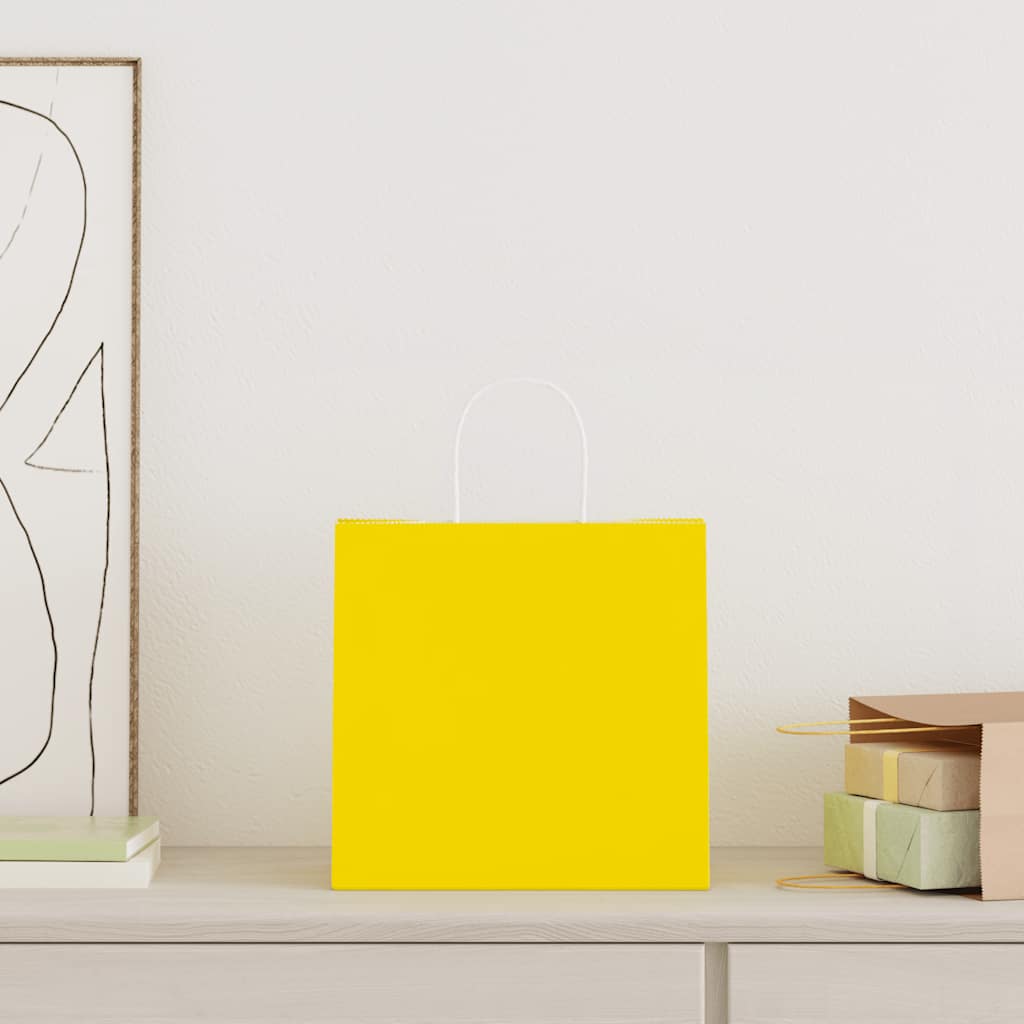 Paper Bags 50 pcs with Handles Yellow 26x17x25 cm