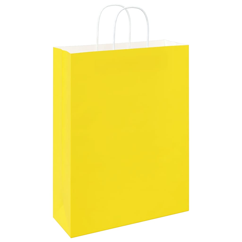 Paper Bags 50 pcs with Handles Yellow 32x12x42 cm