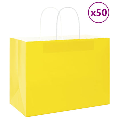 Paper Bags 50 pcs with Handles Yellow 32x17x25 cm