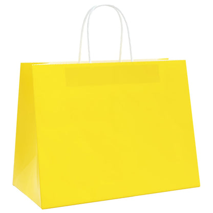 Paper Bags 50 pcs with Handles Yellow 32x17x25 cm