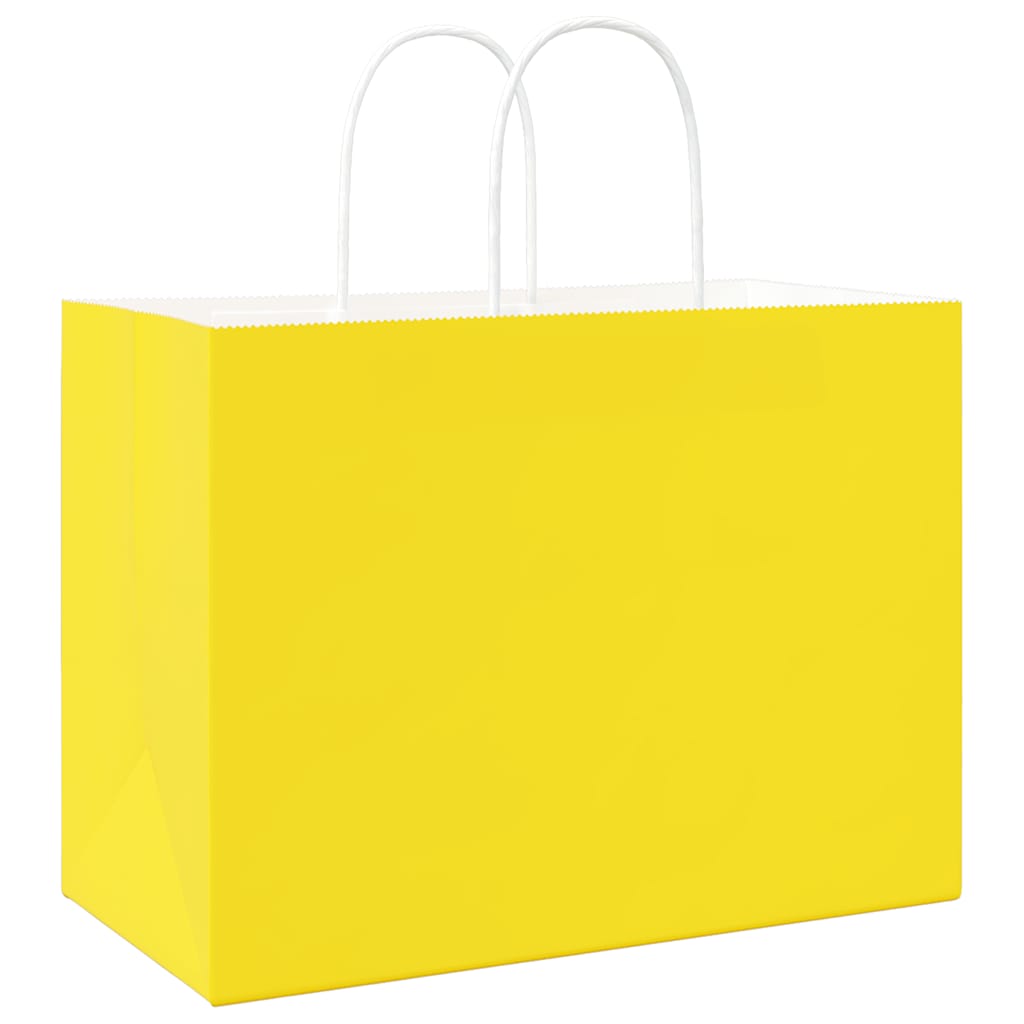 Paper Bags 50 pcs with Handles Yellow 32x17x25 cm