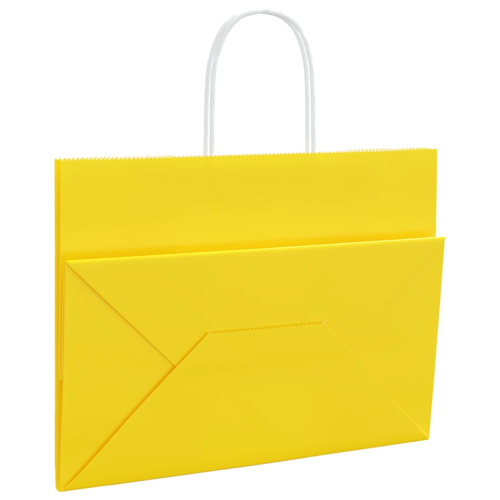 Paper Bags 50 pcs with Handles Yellow 32x17x25 cm