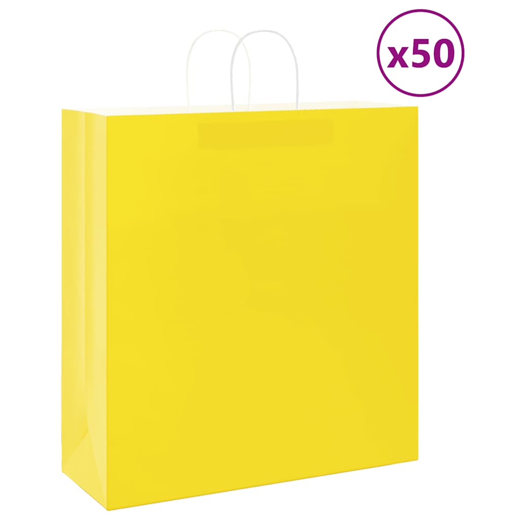 Paper Bags 50 pcs with Handles Yellow 45x17x48 cm