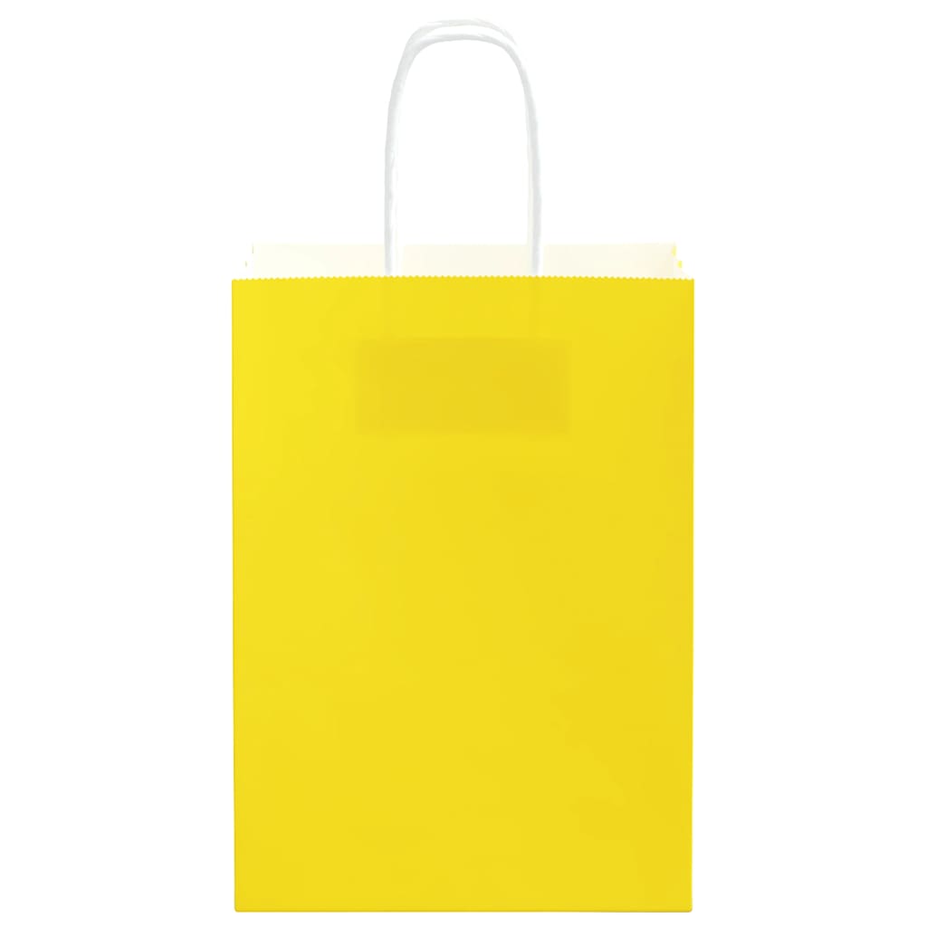 Paper Bags 250 pcs with Handles Yellow 15x8x21 cm