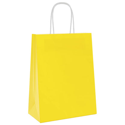 Paper Bags 250 pcs with Handles Yellow 21x11x28 cm