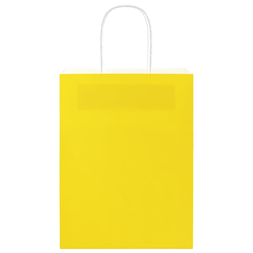 Paper Bags 250 pcs with Handles Yellow 21x11x28 cm