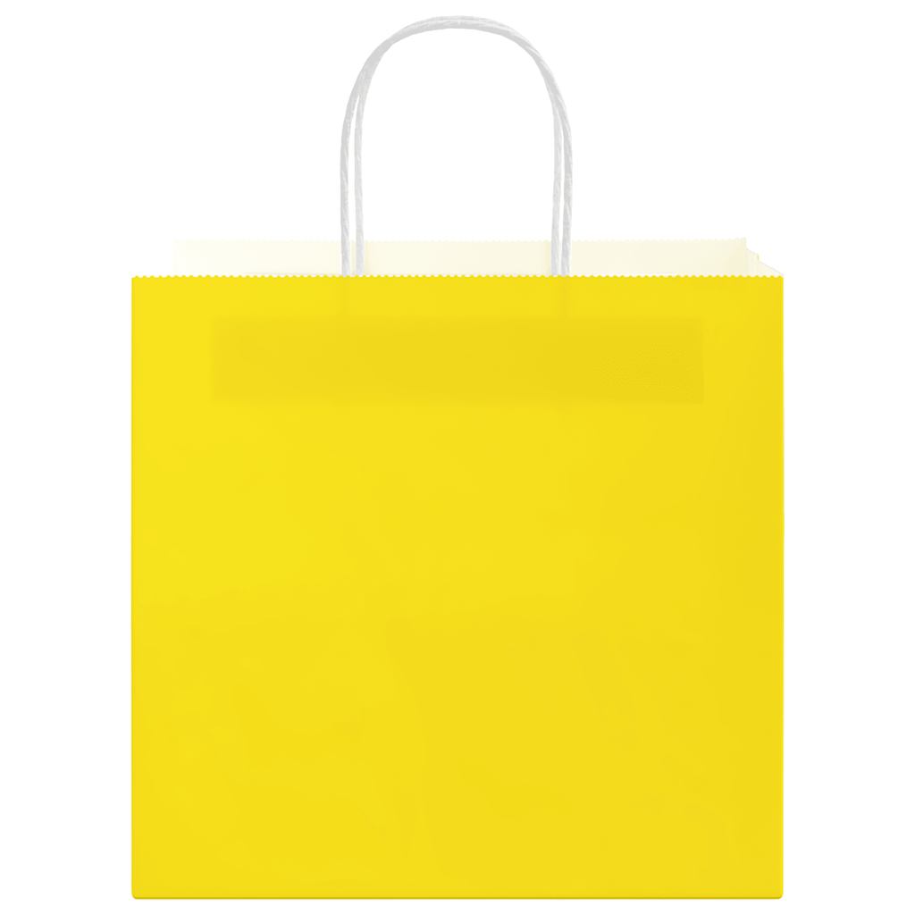 Paper Bags 250 pcs with Handles Yellow 21x11x36 cm