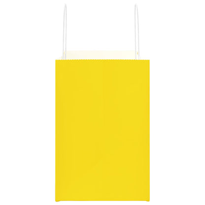 Paper Bags 250 pcs with Handles Yellow 21x11x36 cm