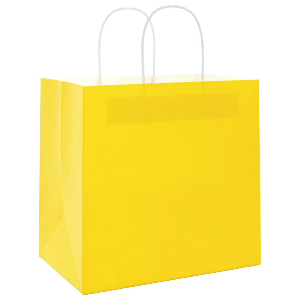 Paper Bags 250 pcs with Handles Yellow 21x11x36 cm