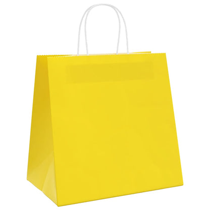 Paper Bags 250 pcs with Handles Yellow 26x17x25 cm