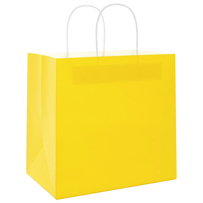 Paper Bags 250 pcs with Handles Yellow 26x17x25 cm
