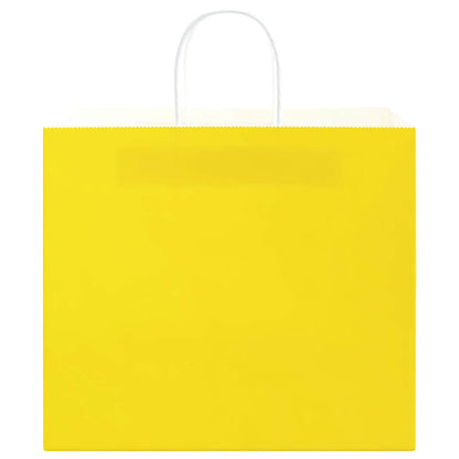 Paper Bags 250 pcs with Handles Yellow 32x22x28 cm