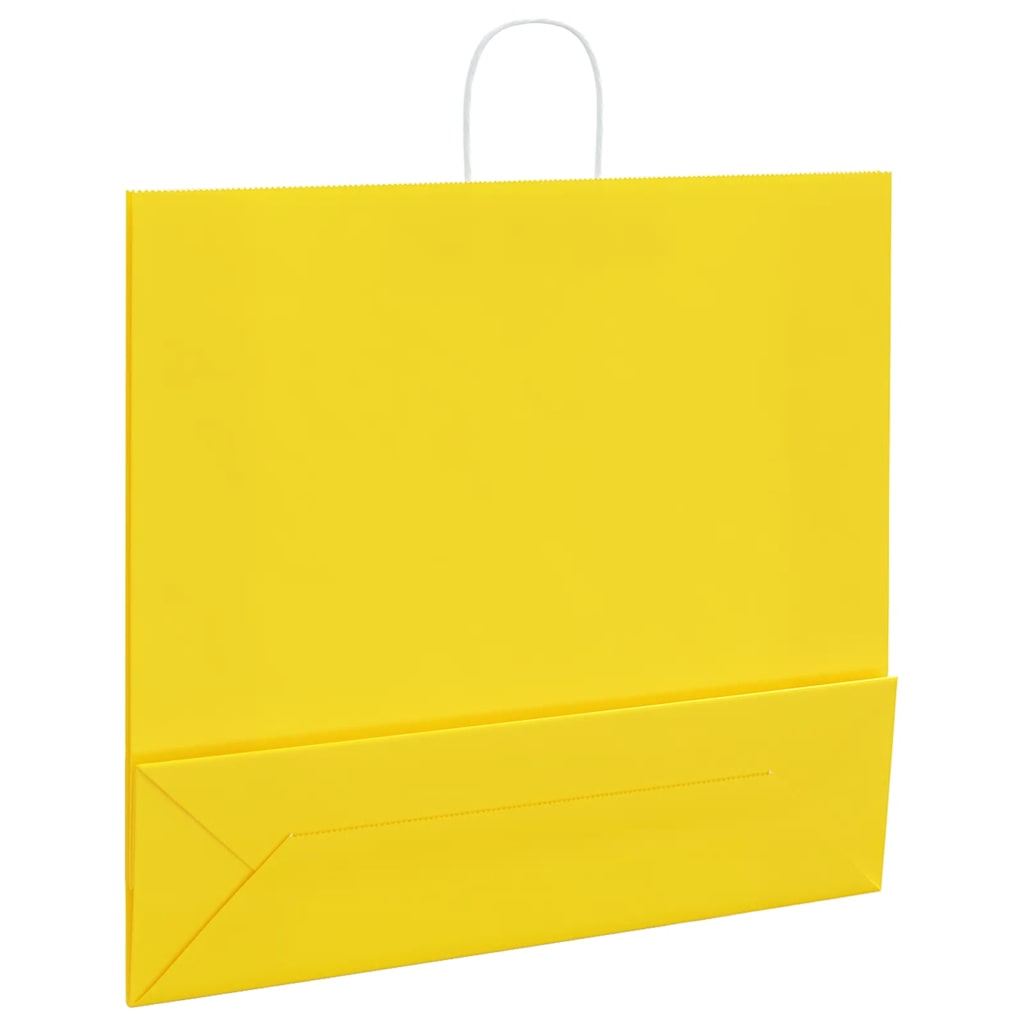 Paper Bags 250 pcs with Handles Yellow 54x15x49 cm