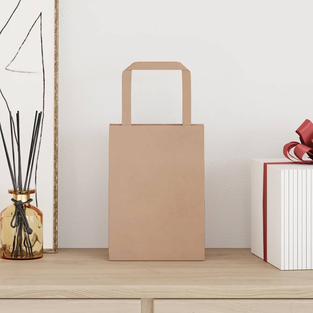 Paper Bags 50 pcs with Handles Brown 15x8x21 cm