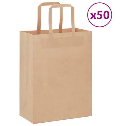 Paper Bags 50 pcs with Handles Brown 21x11x28 cm
