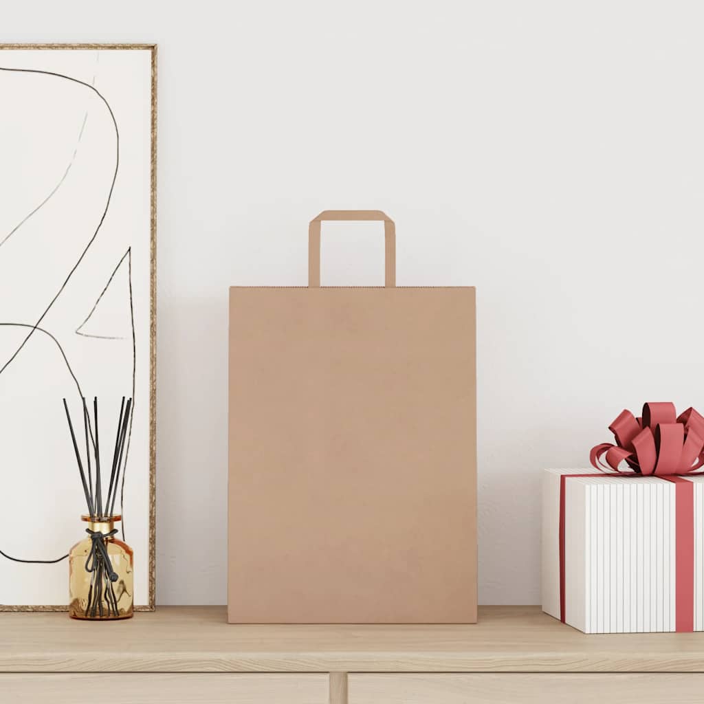Paper Bags 50 pcs with Handles Brown 26x12x35 cm