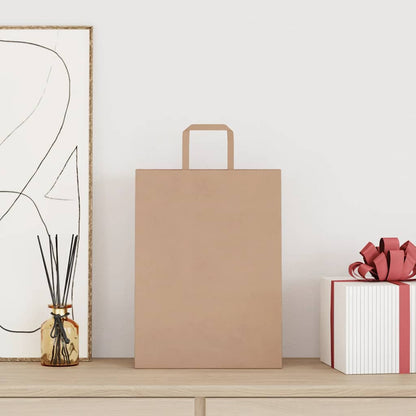 Paper Bags 50 pcs with Handles Brown 26x12x35 cm