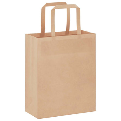 Paper Bags 250 pcs with Handles Brown 18x8x22 cm