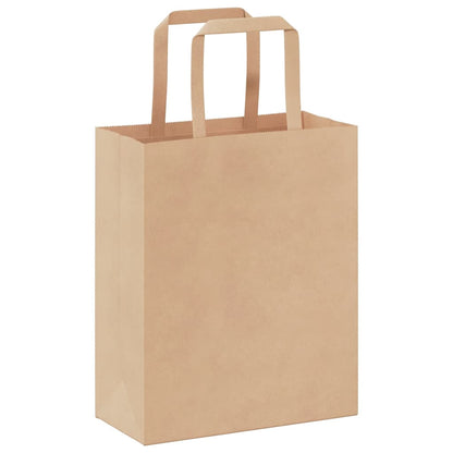 Paper Bags 250 pcs with Handles Brown 18x8x22 cm