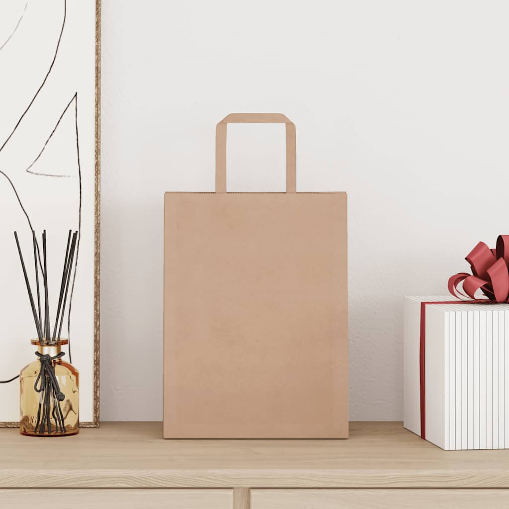 Paper Bags 250 pcs with Handles Brown 21x11x28 cm