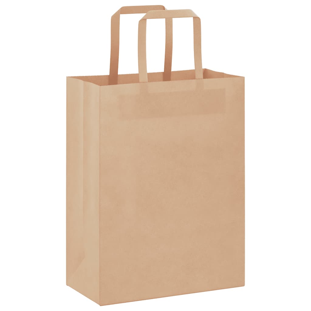 Paper Bags 250 pcs with Handles Brown 21x11x28 cm