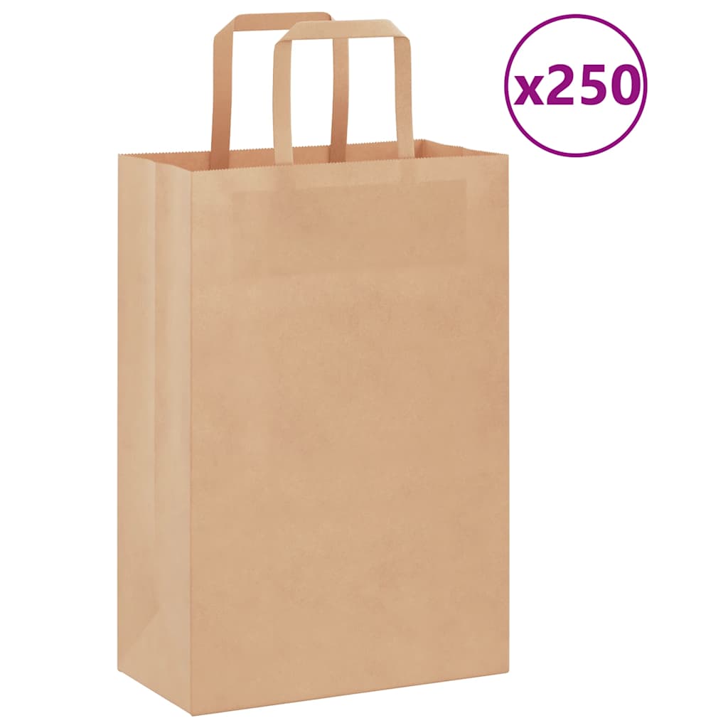 Paper Bags 250 pcs with Handles Brown 21x11x31 cm