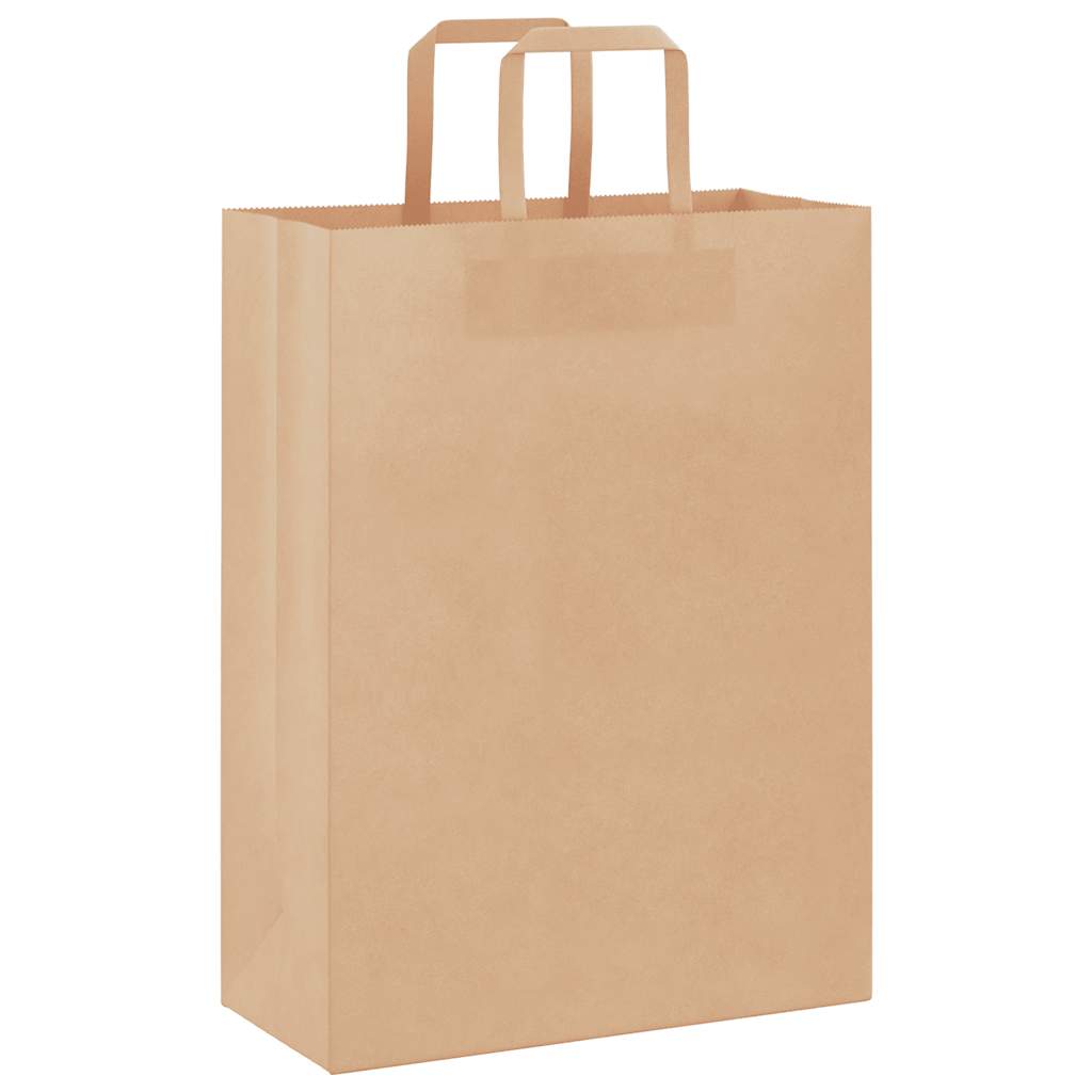 Paper Bags 250 pcs with Handles Brown 26x12x35 cm