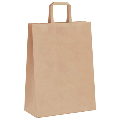 Paper Bags 250 pcs with Handles Brown 26x12x35 cm