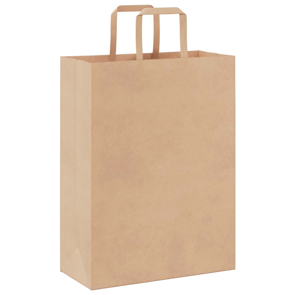 Paper Bags 250 pcs with Handles Brown 26x12x35 cm