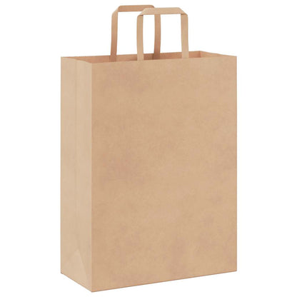 Paper Bags 250 pcs with Handles Brown 26x12x35 cm