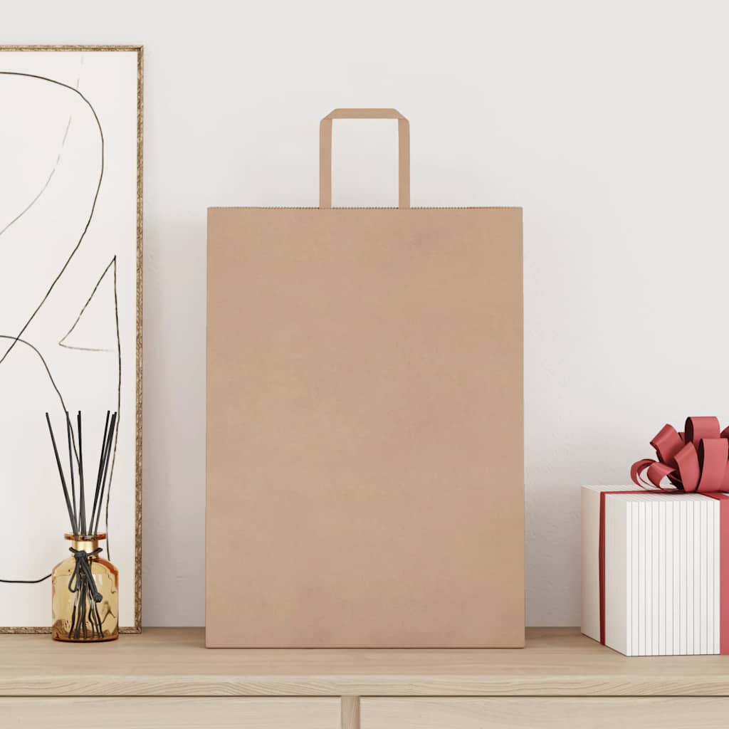 Paper Bags 250 pcs with Handles Brown 32x17x44 cm