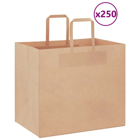 Paper Bags 250 pcs with Handles Brown 32x22x28 cm