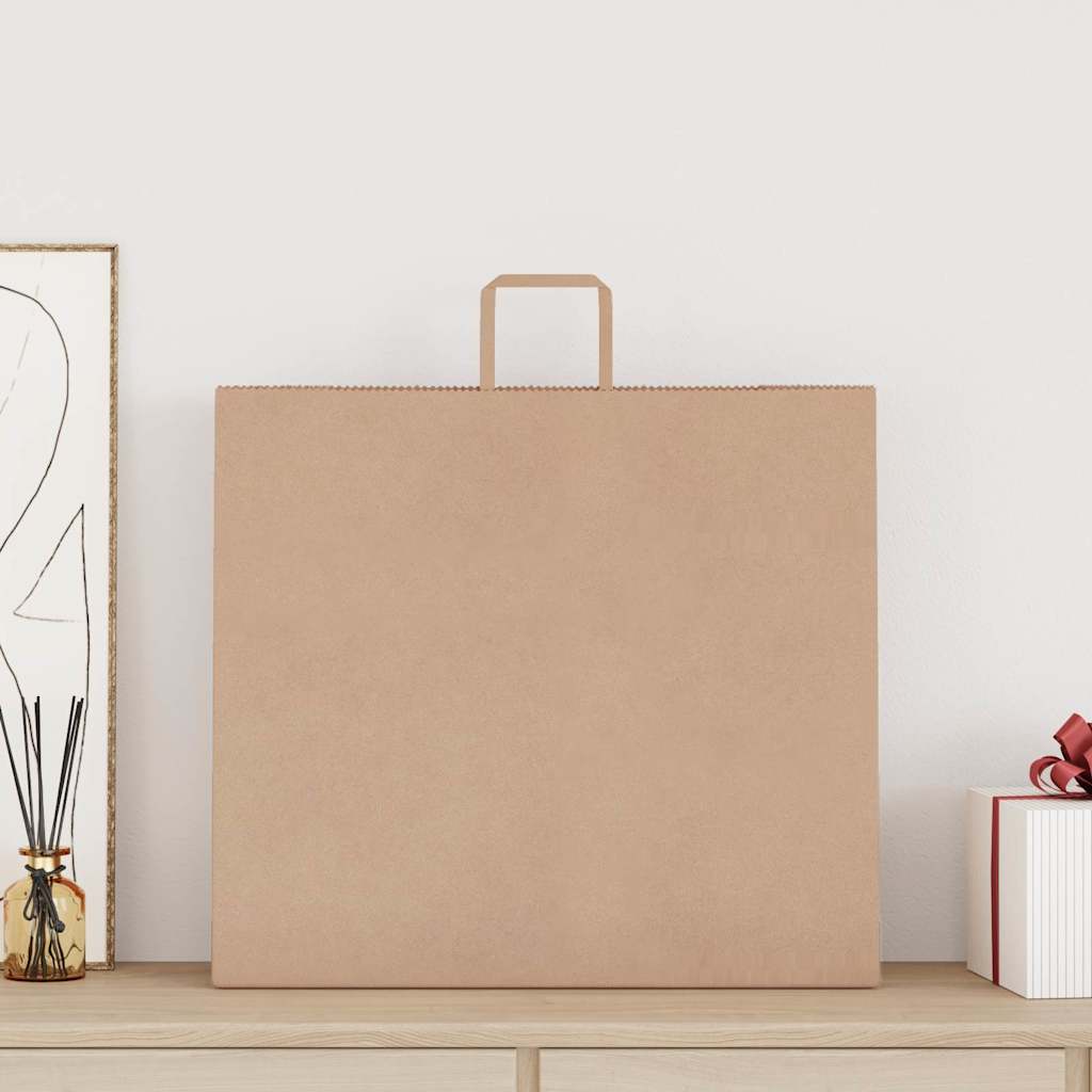 Paper Bags 250 pcs with Handles Brown 54x15x49 cm