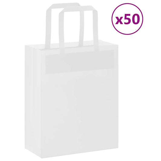 Paper Bags 50 pcs with Handles White 18x8x22 cm