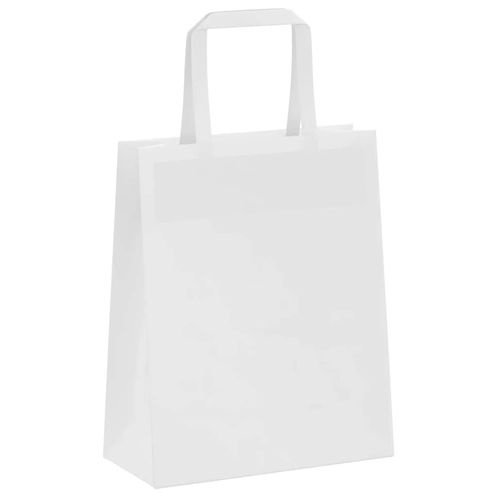 Paper Bags 50 pcs with Handles White 18x8x22 cm