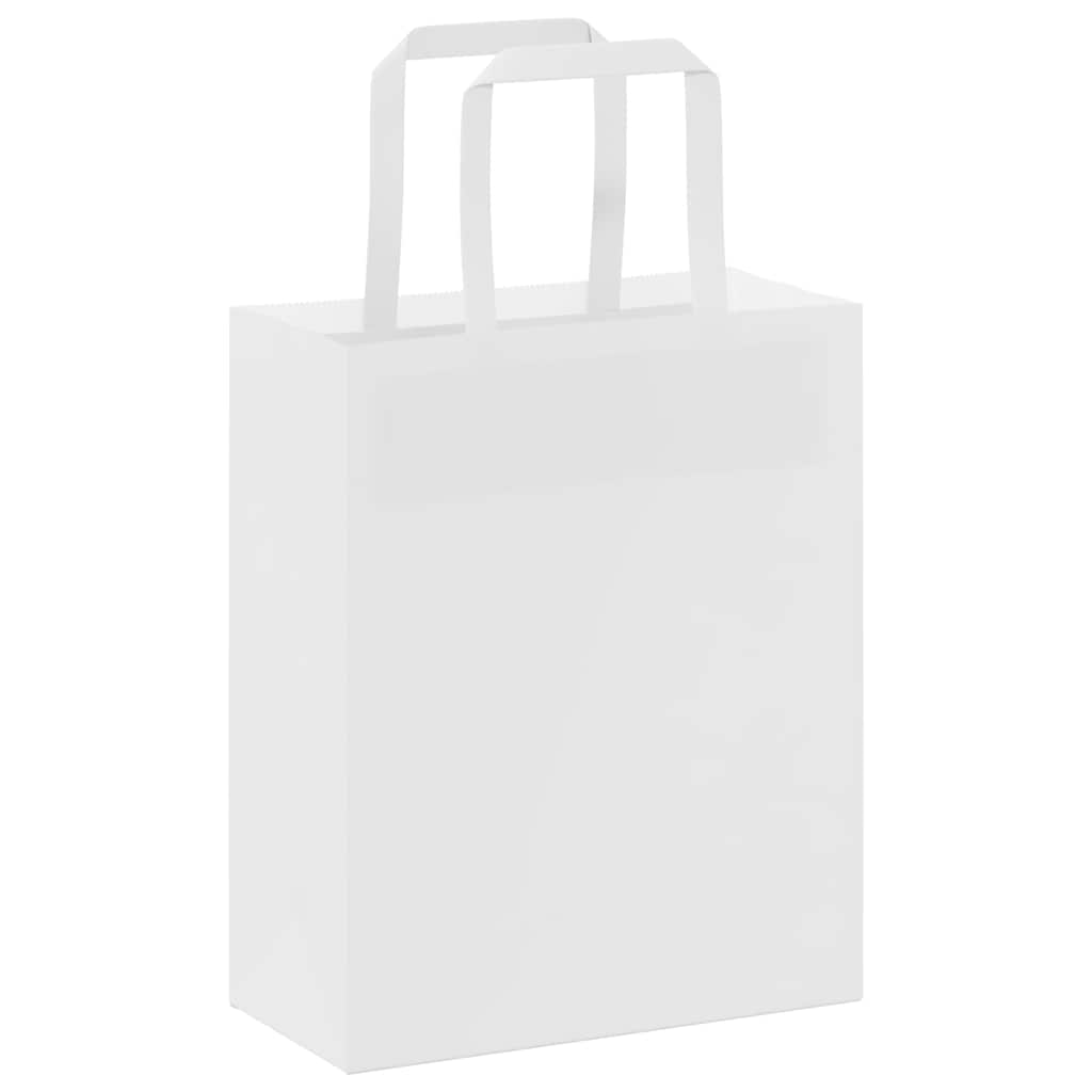 Paper Bags 50 pcs with Handles White 18x8x22 cm