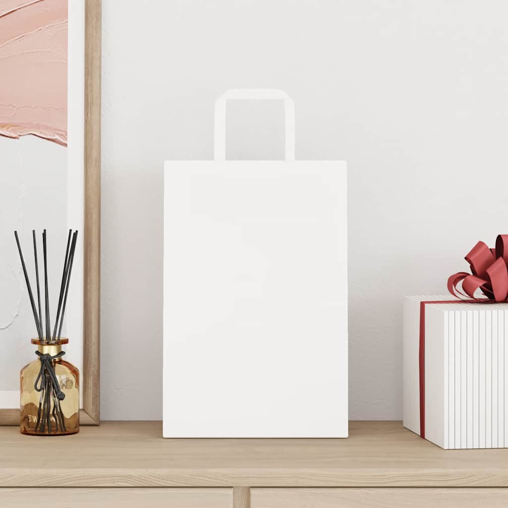 Paper Bags 50 pcs with Handles White 21x11x31 cm