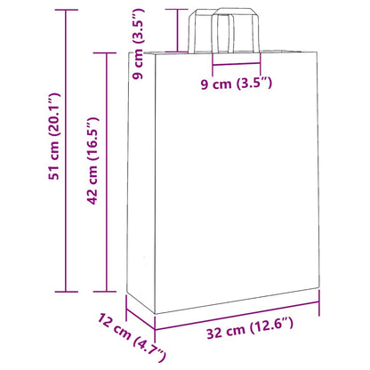 Paper Bags 50 pcs with Handles White 32x12x42 cm