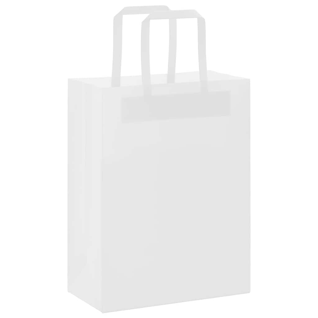 Paper Bags 250 pcs with Handles White 21x11x28 cm